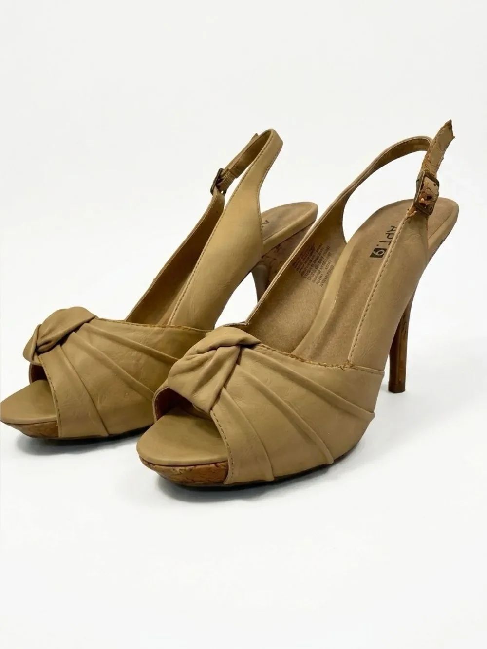 Tan Peep Toe Sling Back by Apt 9 4.5” Heel S 7.5